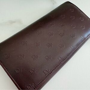 Dior Burgundy Embossed Long Wallet